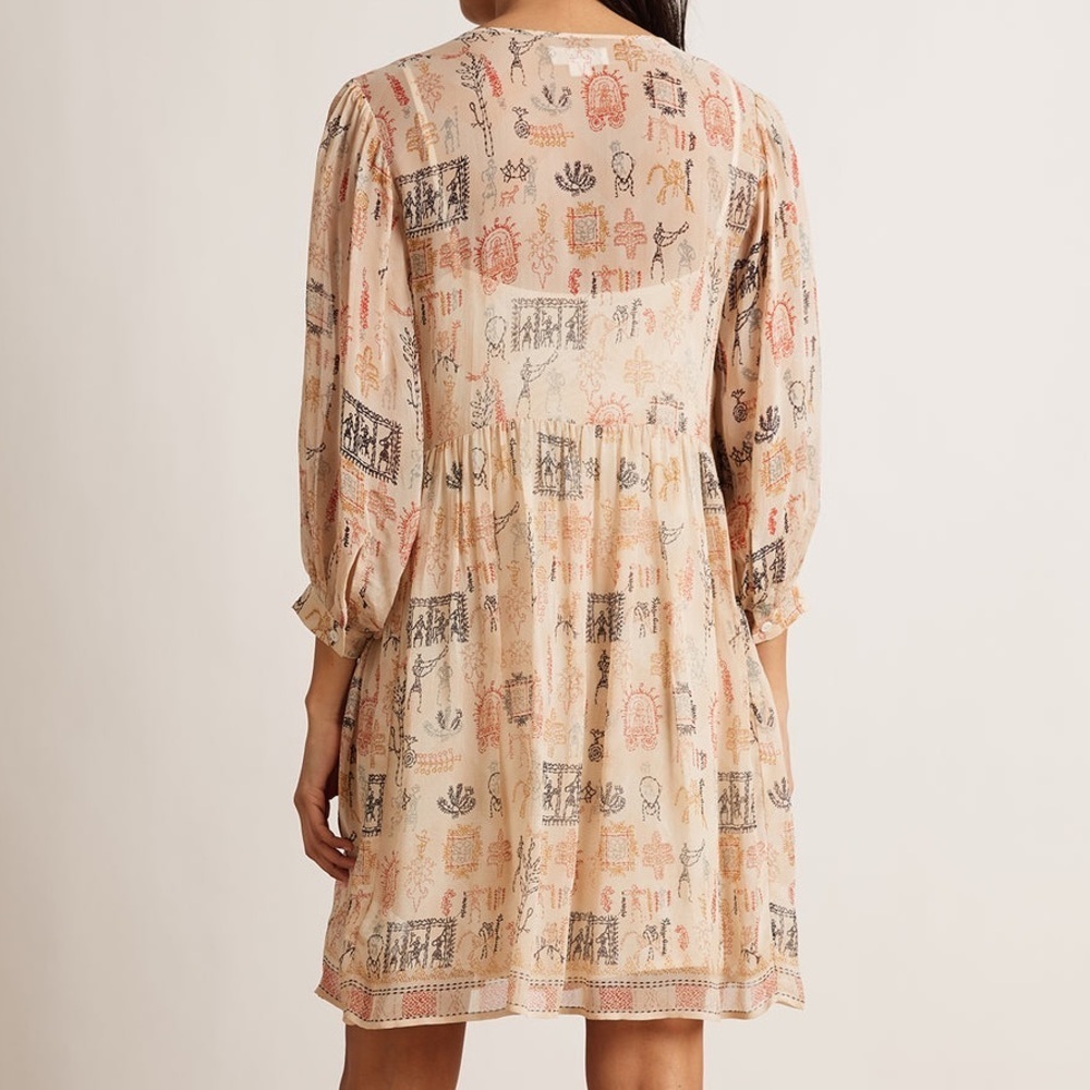 Velvet by Graham & Spencer Tawni Cleo embellished Western Boho Tan Dress Xsmall - Picture 4 of 11